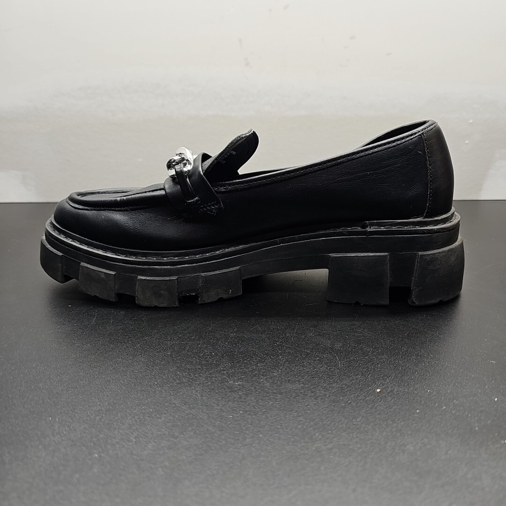 No Boundaries Womens Black Lug Sole Chain Loafers WWNB42FM001 Size 9W Wide - Picture 9 of 11